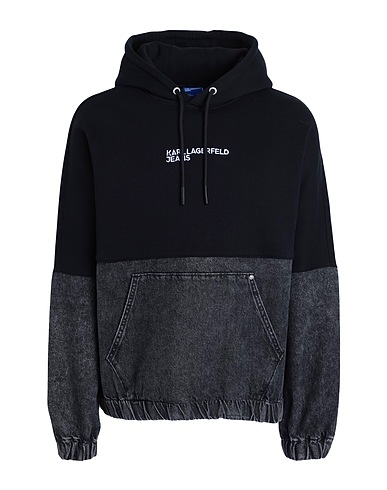 KARL LAGERFELD JEANS Hooded track jacket  Black 100% Organic cotton