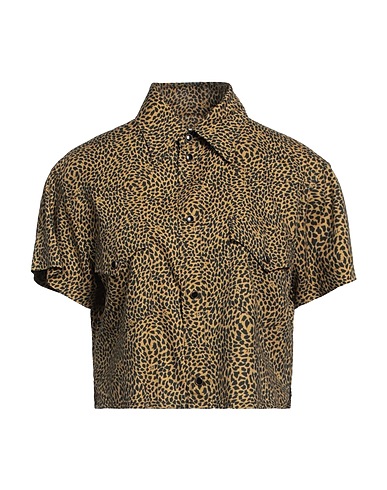 SAINT LAURENT Patterned shirts & blouses Khaki 55% Lyocell, 45% Cotton