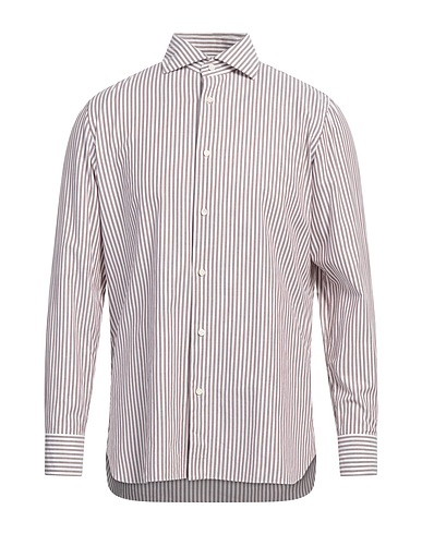 LUIGI BORRELLI NAPOLI Striped shirt Brown 100% Cotton