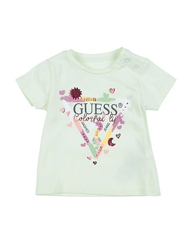 GUESS T-shirt Light green 95% Cotton, 5% Elastane