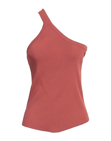 LIVIANA CONTI One-shoulder top Brown 65% Viscose, 35% Polyamide