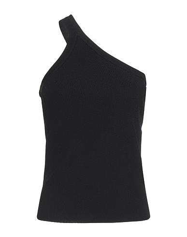 LIVIANA CONTI One-shoulder top Black 65% Viscose, 35% Polyamide