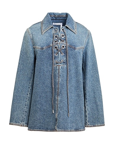 CHLOÉ Top BLU 87% Cotton, 13% Hemp, Brass