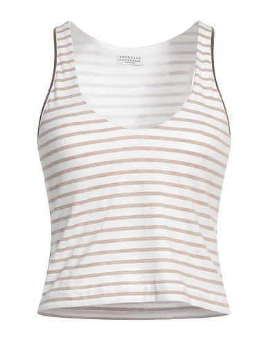 BRUNELLO CUCINELLI Top Khaki 100% Cotton, Elastane, Brass