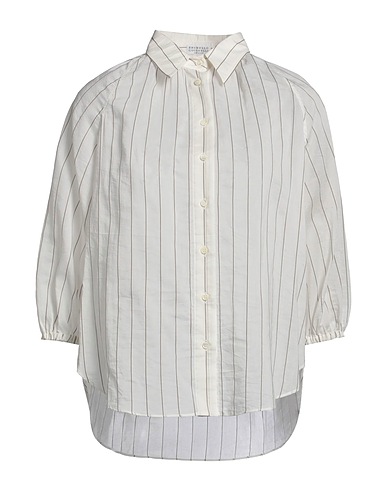 BRUNELLO CUCINELLI Patterned shirts & blouses White 74% Cotton, 26% Silk