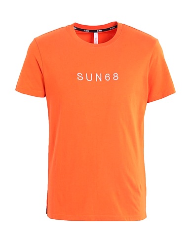 SUN 68 T-shirt Orange 100% Cotton