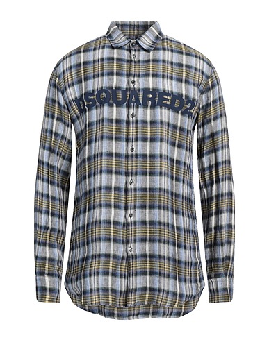 DSQUARED2 Checked shirt Slate blue 100% Linen