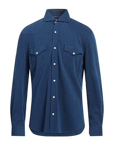 BRUNELLO CUCINELLI Solid color shirt Navy 100% Cotton