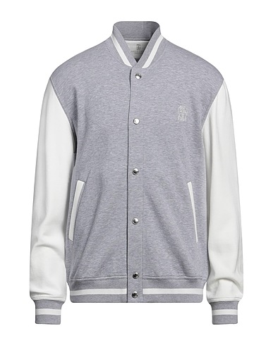 BRUNELLO CUCINELLI Jacket Light grey 93% Cotton, 7% Polyamide