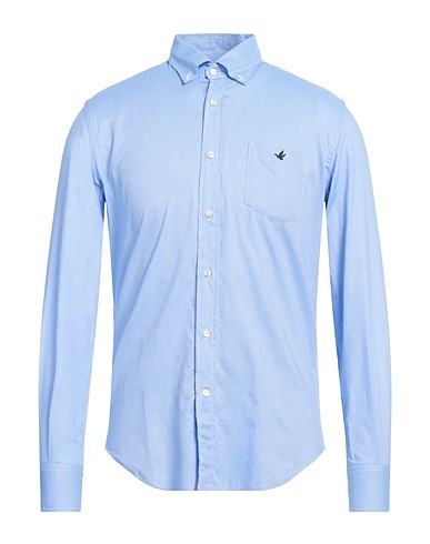 BROOKSFIELD Solid color shirt Light blue 100% Cotton