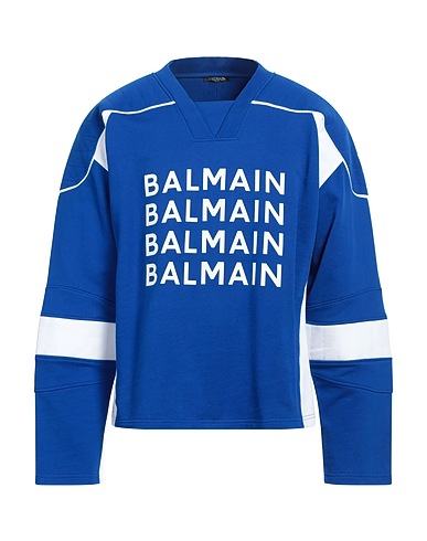 BALMAIN Sweatshirt Bright blue 100% Cotton, Elastane