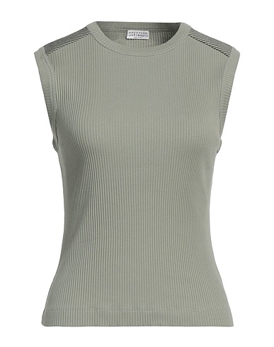 BRUNELLO CUCINELLI Top Sage green 100% Cotton, Brass