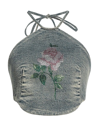 ALESSANDRA RICH Топ без рукавов BLU 100% Хлопок, Стекло