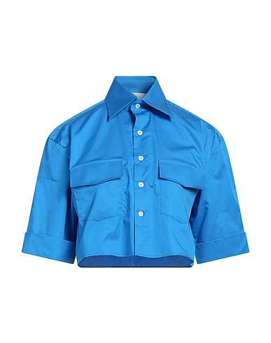 WOERA Solid colour shirts & blouses Blue 100% Paper