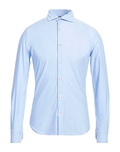 BROOKSFIELD Solid color shirt Sky blue 100% Cotton
