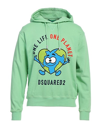 DSQUARED2 Hooded track jacket  Light green 100% Cotton, Elastane