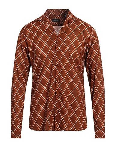 TAGLIATORE Patterned shirt Brown 100% Cotton