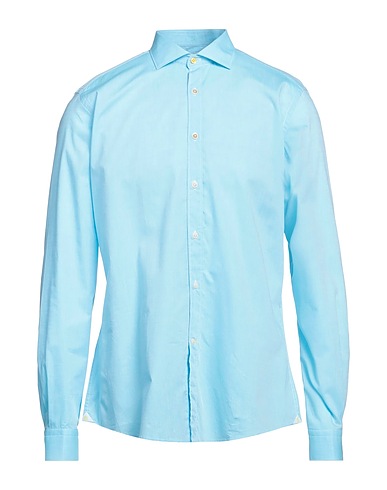 EDIZIONI LIMONAIA Solid color shirt Sky blue 100% Cotton