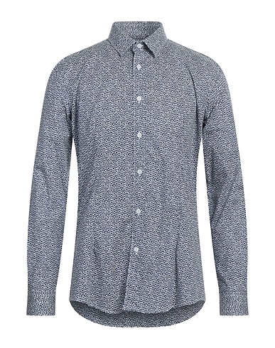 GREY DANIELE ALESSANDRINI Camicia fantasia Blu notte 97% Cotone, 3% Elastan