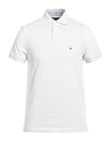 TOMMY HILFIGER Polo shirt Ivory 96% Cotton, 4% Elastane