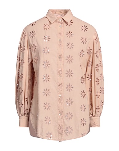 ROOM 52 Solid color shirts & blouses Light brown 100% Cotton