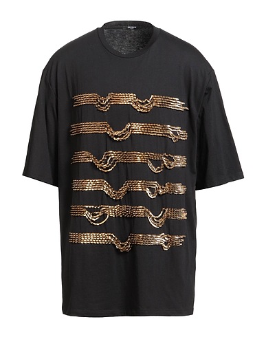 BALMAIN T-Shirt Schwarz 100% Baumwolle, Plastik, Acryl, Glas