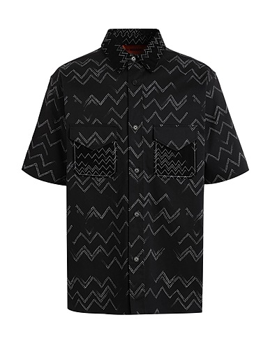 MISSONI Patterned shirt Black 97% Cotton, 3% Elastane, Viscose