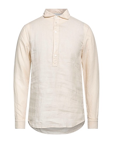 PAOLO PECORA Linen shirt Beige 100% Linen, Cotton