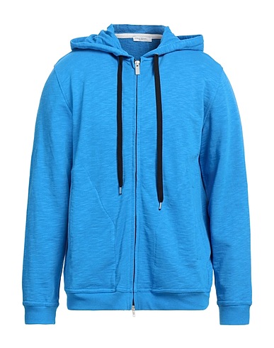 PAOLO PECORA Hooded track jacket  Azure 100% Cotton