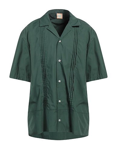 DRÔLE DE MONSIEUR Solid color shirt Dark green 100% Cotton