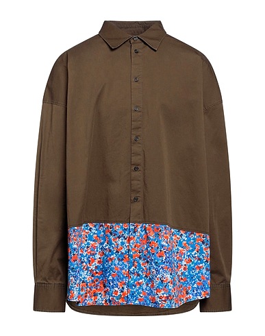DSQUARED2 Patterned shirt Military green 97% Cotton, 3% Elastane