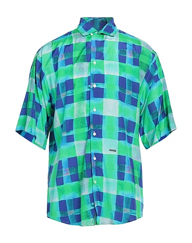 DSQUARED2 Camicia a quadri Verde 94% Viscosa, 6% Seta