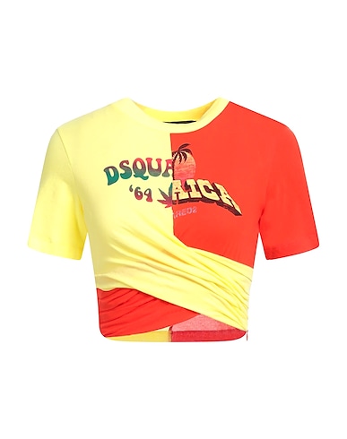 DSQUARED2 Crop top Yellow 100% Cotton