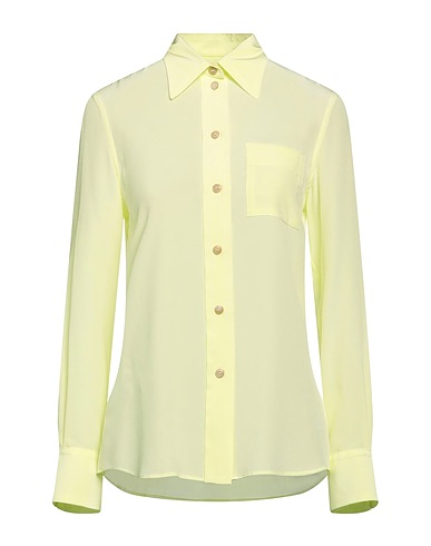 LANVIN Solid color shirts & blouses Lime green 65% Cotton, 35% Silk