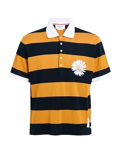 THOM BROWNE Polo shirt Midnight blue 100% Cotton, Polyamide