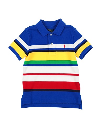 POLO RALPH LAUREN ポロシャツ Striped Cotton Mesh Polo Shirt
 ブライトブルー コットン 100%