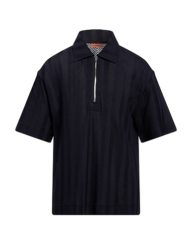 MISSONI Polo shirt Midnight blue 74% Cotton, 26% Viscose