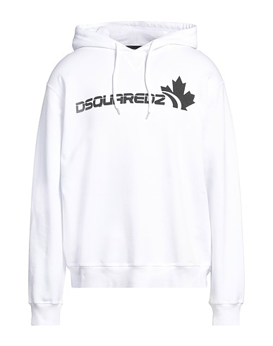 DSQUARED2 Hooded track jacket  White 100% Cotton, Elastane