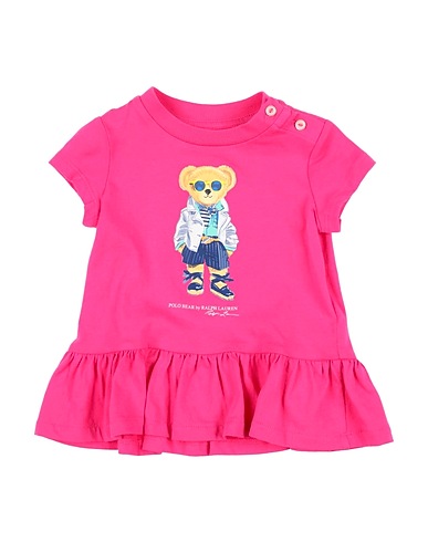 POLO RALPH LAUREN T-shirt Polo Bear Cotton Jersey Peplum Tee
 Fuchsia 100% Cotton