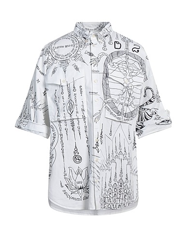 DSQUARED2 Patterned shirt White 97% Cotton, 3% Elastane
