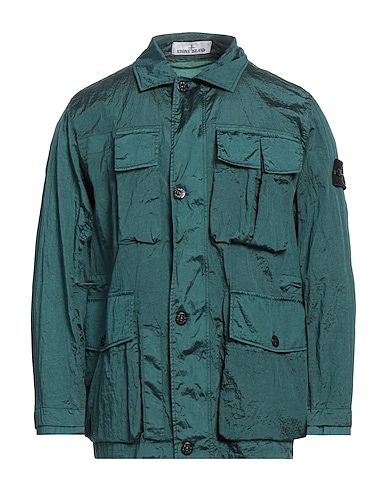 STONE ISLAND Giubbotto Verde scuro 100% Poliammide, Resina poliuretanica
