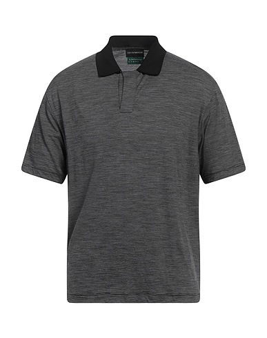 EMPORIO ARMANI Polo shirt Black 100% Virgin Wool, Viscose, Polyamide, Elastane