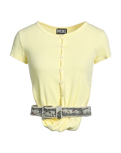 DIESEL Crop top Pastel yellow 97% Cotton, 3% Elastane