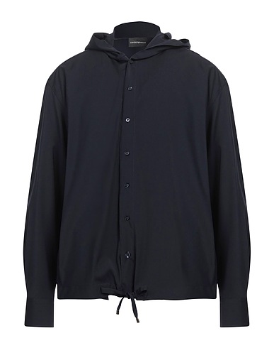 EMPORIO ARMANI Solid colour shirt Midnight blue 100% Virgin Wool