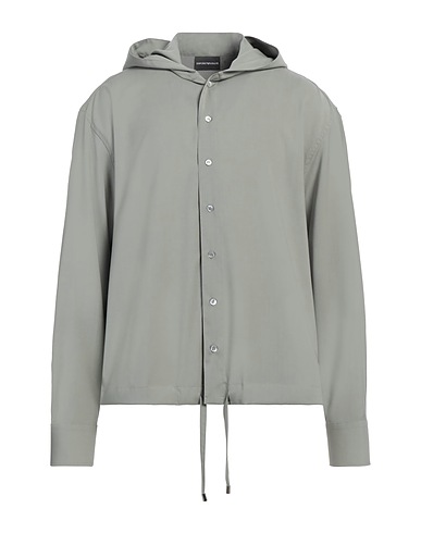 EMPORIO ARMANI Solid color shirt Sage green 100% Virgin Wool