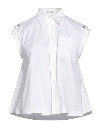 BRUNELLO CUCINELLI Shirts White 72% Cotton, 23% Polyamide, 5% Elastane, Brass, Ecobrass