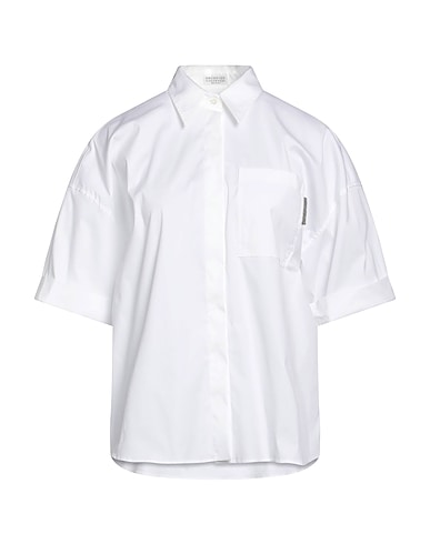 BRUNELLO CUCINELLI Shirts BIANCO 72% Cotton, 23% Polyamide, 5% Elastane, Brass, Ecobrass