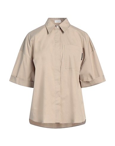 BRUNELLO CUCINELLI Shirts 72% Cotton, 23% Polyamide, 5% Elastane, Brass, Ecobrass