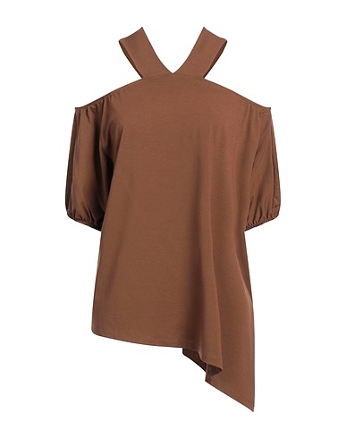 MORE by SISTE'S Off-the-shoulder top Brown 94% Viscose, 6% Elastane