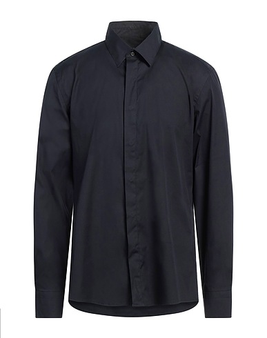LOW BRAND Camicia tinta unita Blu notte 78% Cotone, 18% Poliammide, 4% Elastan